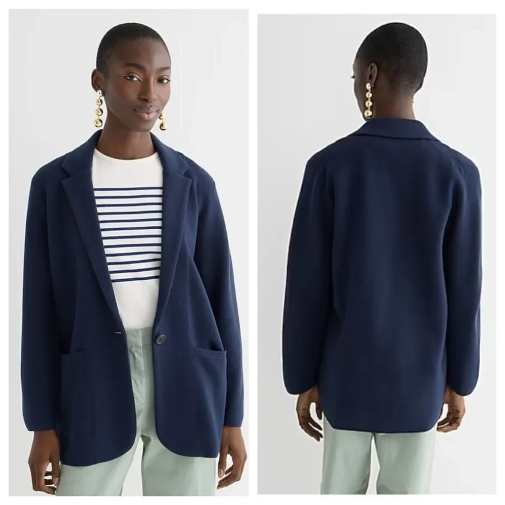 J. Crew Cecile relaxed sweater-blazer. Navy. Size L. NWT.